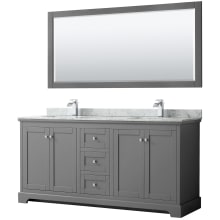 Avery 72" Free Standing Double Basin Vanity Set with Cabinet, Marble Vanity Top, and Framed Mirror