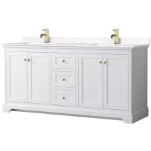 Avery 72" Free Standing Double Basin Vanity Set with Cabinet and Cultured Marble Vanity Top