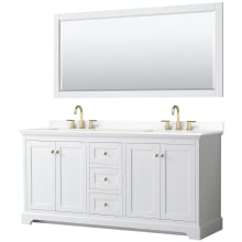 Avery 72" Free Standing Double Basin Vanity Set with Cabinet, Quartz Vanity Top, and Framed Mirror