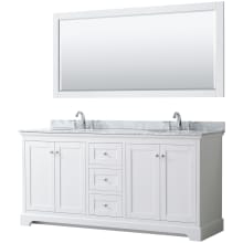 Avery 72" Free Standing Double Basin Vanity Set with Cabinet, Marble Vanity Top, and Framed Mirror