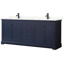 Avery 80" Free Standing Double Basin Vanity Set with Cabinet and Quartz Vanity Top