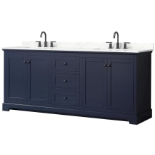 Avery 80" Free Standing Double Basin Vanity Set with Cabinet and Quartz Vanity Top