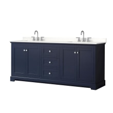 Avery 80" Free Standing Double Basin Vanity Set with Cabinet and Quartz Vanity Top