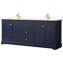 Avery 80" Free Standing Double Basin Vanity Set with Cabinet and Quartz Vanity Top