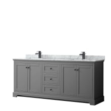 Avery 80" Free Standing Double Basin Vanity Set with Cabinet and Marble Vanity Top