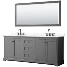 Avery 80" Free Standing Double Basin Vanity Set with Cabinet, Quartz Vanity Top, and Framed Mirror