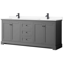 Avery 80" Free Standing Double Basin Vanity Set with Cabinet and Cultured Marble Vanity Top