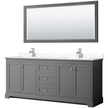 Avery 80" Free Standing Double Basin Vanity Set with Cabinet, Cultured Marble Vanity Top, and Framed Mirror