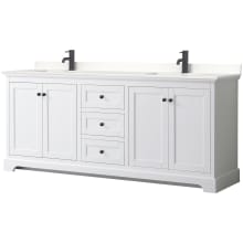 Avery 80" Free Standing Double Basin Vanity Set with Cabinet and Quartz Vanity Top