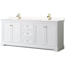 Avery 80" Free Standing Double Basin Vanity Set with Cabinet and Cultured Marble Vanity Top
