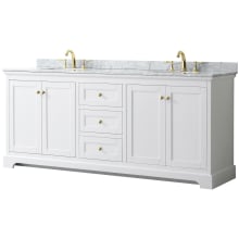Avery 80" Free Standing Double Basin Vanity Set with Cabinet and Marble Vanity Top