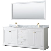 Avery 80" Free Standing Double Basin Vanity Set with Cabinet, Marble Vanity Top, and Framed Mirror