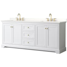 Avery 80" Free Standing Double Basin Vanity Set with Cabinet and Quartz Vanity Top