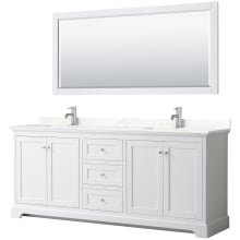 Avery 80" Free Standing Double Basin Vanity Set with Cabinet, Quartz Vanity Top, and Framed Mirror