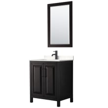 Daria 30" Free Standing Single Basin Vanity Set with Cabinet, Cultured Marble Vanity Top, and Framed Mirror