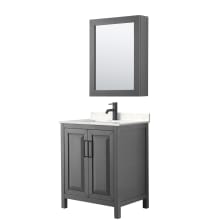 Daria 30" Free Standing Single Basin Vanity Set with Cabinet, Cultured Marble Vanity Top, and Medicine Cabinet