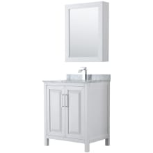 Daria 30" Free Standing Single Vanity Set with MDF Cabinet, Marble Vanity Top, Undermount Sink, and Medicine Cabinet