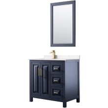 Daria 36" Free Standing Single Basin Vanity Set with Cabinet, Cultured Marble Vanity Top, and Framed Mirror