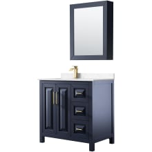 Daria 36" Free Standing Single Basin Vanity Set with Cabinet, Cultured Marble Vanity Top, and Medicine Cabinet