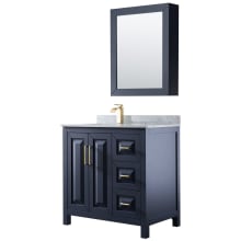 Daria 36" Free Standing Single Vanity Set with MDF Cabinet, Marble Vanity Top, Undermount Sink, and Medicine Cabinet
