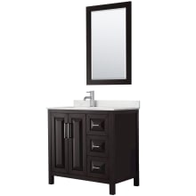 Daria 36" Free Standing Single Basin Vanity Set with Cabinet, Quartz Vanity Top, and Framed Mirror