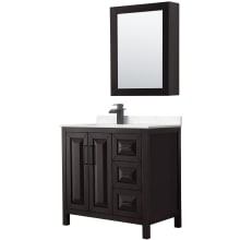 Daria 36" Free Standing Single Basin Vanity Set with Cabinet, Cultured Marble Vanity Top, and Medicine Cabinet