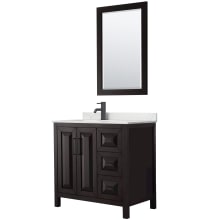 Daria 36" Free Standing Single Basin Vanity Set with Cabinet, Quartz Vanity Top, and Framed Mirror