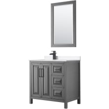 Daria 36" Free Standing Single Basin Vanity Set with Cabinet, Cultured Marble Vanity Top, and Framed Mirror