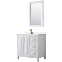 Daria 36" Free Standing Single Basin Vanity Set with Cabinet, Cultured Marble Vanity Top, and Framed Mirror