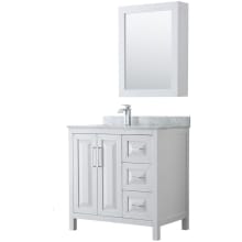 Daria 36" Free Standing Single Vanity Set with MDF Cabinet, Marble Vanity Top, Undermount Sink, and Medicine Cabinet