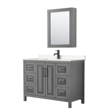 Daria 48" Free Standing Single Basin Vanity Set with Cabinet, Cultured Marble Vanity Top, and Medicine Cabinet
