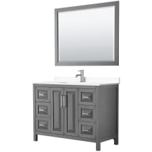 Daria 48" Free Standing Single Basin Vanity Set with Cabinet, Cultured Marble Vanity Top, and Framed Mirror