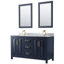 Daria 60" Free Standing Double Vanity Set with MDF Cabinet, Marble Vanity Top, 2 Undermount Sinks, and 2 Framed Mirrors