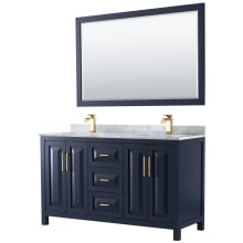 Daria 60" Free Standing Double Vanity Set with MDF Cabinet, Marble Vanity Top, 2 Undermount Sinks, and Framed Mirror