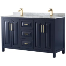 Daria 60" Free Standing Double Vanity Set with MDF Cabinet, Marble Vanity Top, and 2 Undermount Sinks