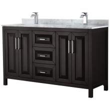 Daria 60" Free Standing Double Vanity Set with MDF Cabinet, Marble Vanity Top, and 2 Undermount Sinks