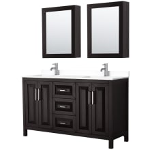 Daria 60" Free Standing Double Basin Vanity Set with Cabinet, Cultured Marble Vanity Top, and Medicine Cabinet