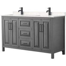Daria 60" Free Standing Double Basin Vanity Set with Cabinet and Cultured Marble Vanity Top