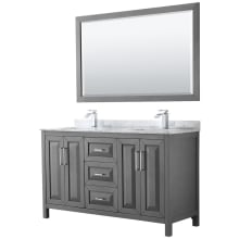 Daria 60" Free Standing Double Vanity Set with MDF Cabinet, Marble Vanity Top, 2 Undermount Sinks, and Framed Mirror