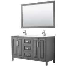 Daria 60" Free Standing Double Basin Vanity Set with Cabinet, Cultured Marble Vanity Top, and Framed Mirror