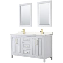 Daria 60" Free Standing Double Basin Vanity Set with Cabinet, Cultured Marble Vanity Top, and Framed Mirror
