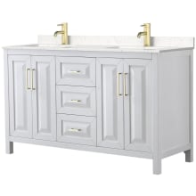 Daria 60" Free Standing Double Basin Vanity Set with Cabinet and Cultured Marble Vanity Top