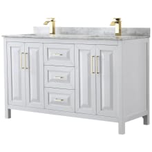 Daria 60" Free Standing Double Vanity Set with MDF Cabinet, Marble Vanity Top, and 2 Undermount Sinks