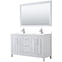 Daria 60" Free Standing Double Basin Vanity Set with Cabinet, Cultured Marble Vanity Top, and Framed Mirror