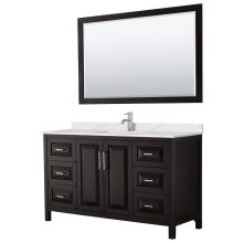 Daria 60" Free Standing Single Basin Vanity Set with Cabinet, Quartz Vanity Top, and Framed Mirror