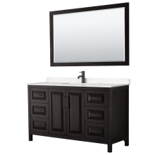 Daria 60" Free Standing Single Basin Vanity Set with Cabinet, Cultured Marble Vanity Top, and Framed Mirror