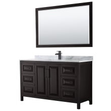 Daria 60" Free Standing Single Vanity Set with MDF Cabinet, Marble Vanity Top, Undermount Sink, and Framed Mirror