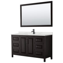 Daria 60" Free Standing Single Basin Vanity Set with Cabinet, Quartz Vanity Top, and Framed Mirror