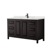 Daria 60" Free Standing Single Basin Vanity Set with Cabinet and Quartz Vanity Top