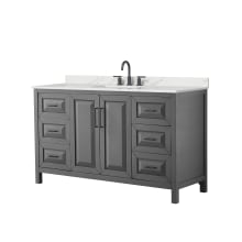 Daria 60" Free Standing Single Basin Vanity Set with Cabinet and Quartz Vanity Top